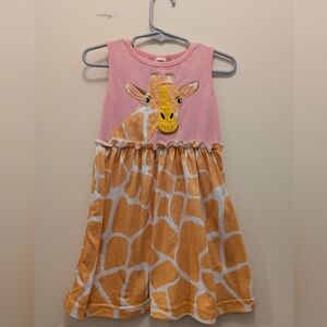 Pink and Orange Toddler Girl's Giraffe Dress 2T